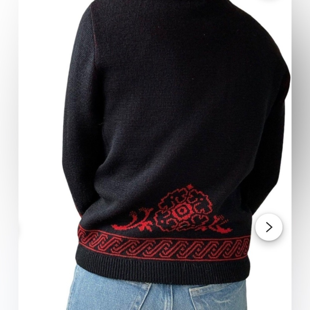 Vintage 70s Pendleton Nordic Red and Black 100% Pure Virgin Wool Cardigan Medium - Picture 14 of 14